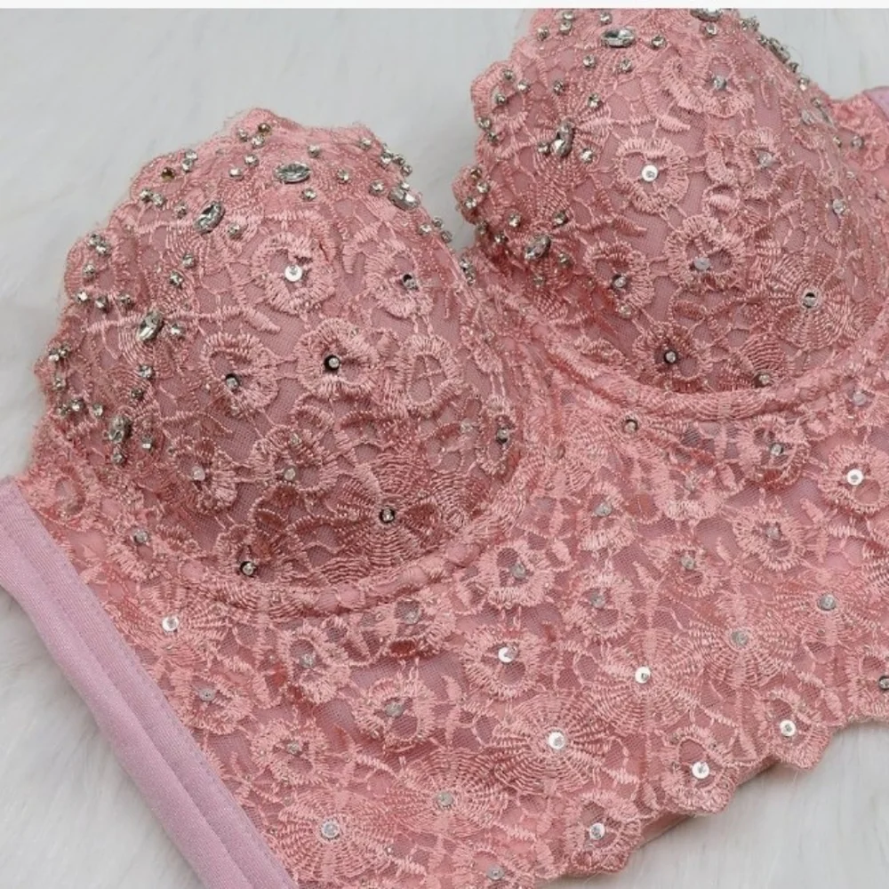 🔥 Pink Bling Ellacci Rhinestone corset - Picture 4 of 6